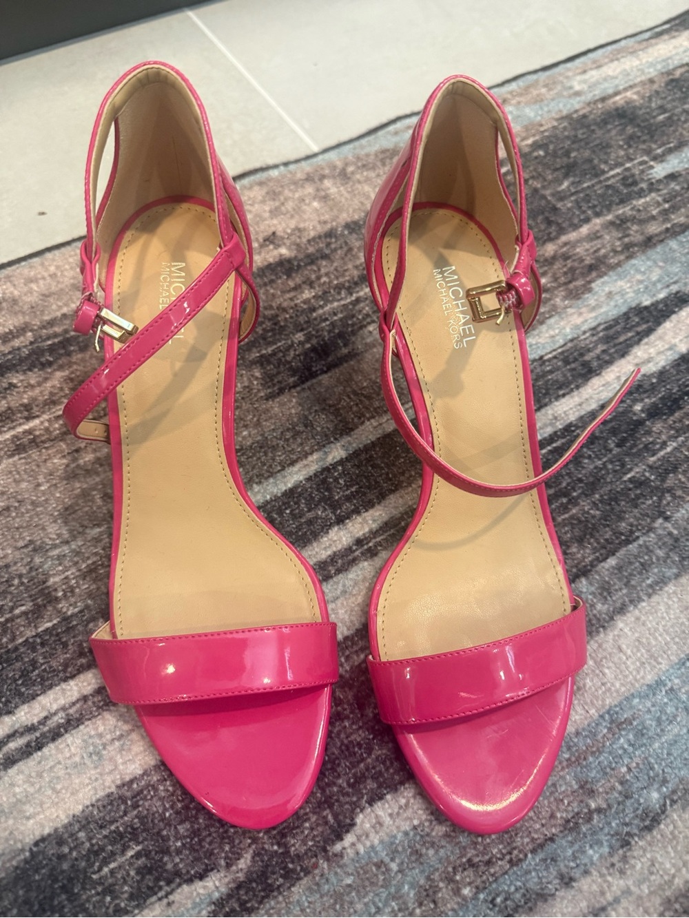 MICHAEL Michael Kors Hot Pink Patent Ankle-Strap Heels